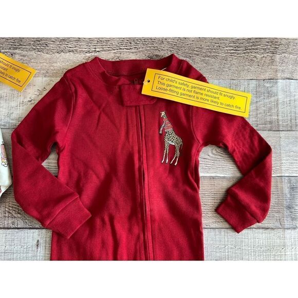 NWT Amazon Essentials Giraffe‎ Zoo Animals Cotton  Zipper Footies(2) 18 months - Picture 8 of 16